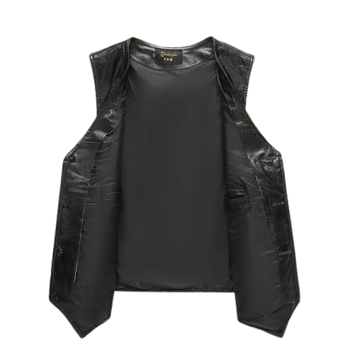 Gilet biker en cuir marron vintage