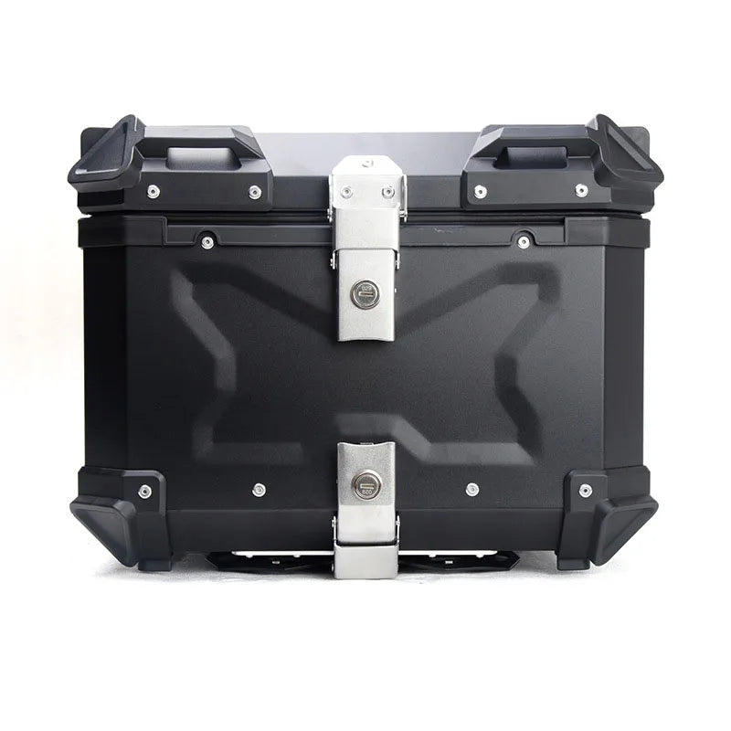 Top case moto 55l universel noir en aluminium
