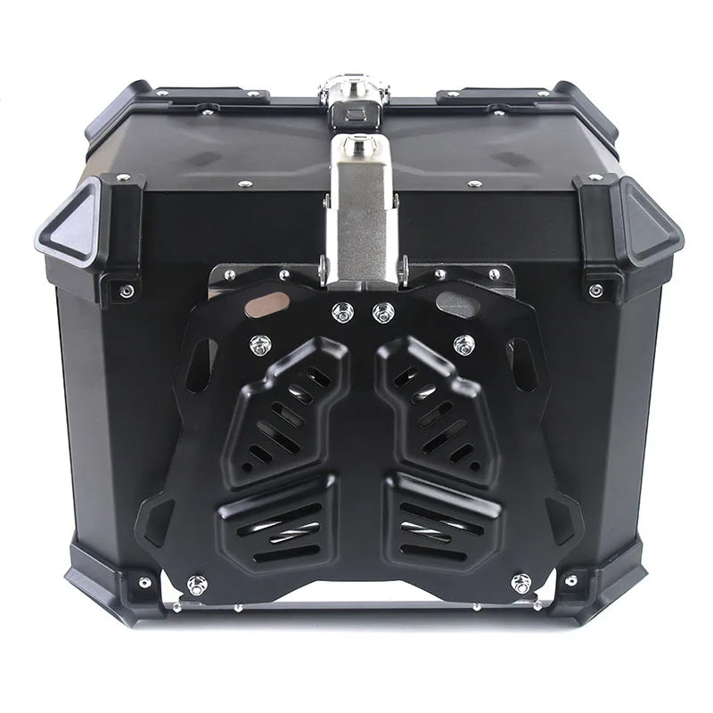 Top case moto 55l universel noir en aluminium