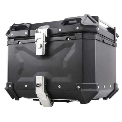 Top case moto 55l universel noir en aluminium