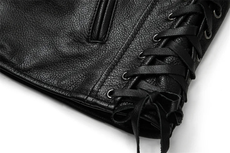 Veste biker en cuir noir pour homme type perfecto