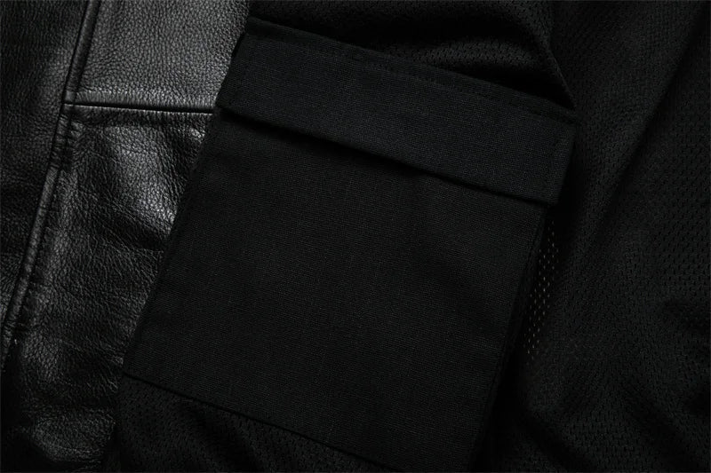 Veste biker en cuir noir pour homme type perfecto