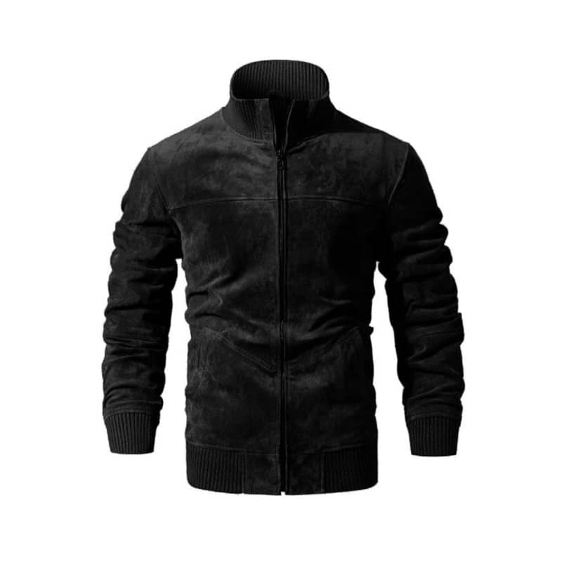 Veste biker pour homme en cuir suédé