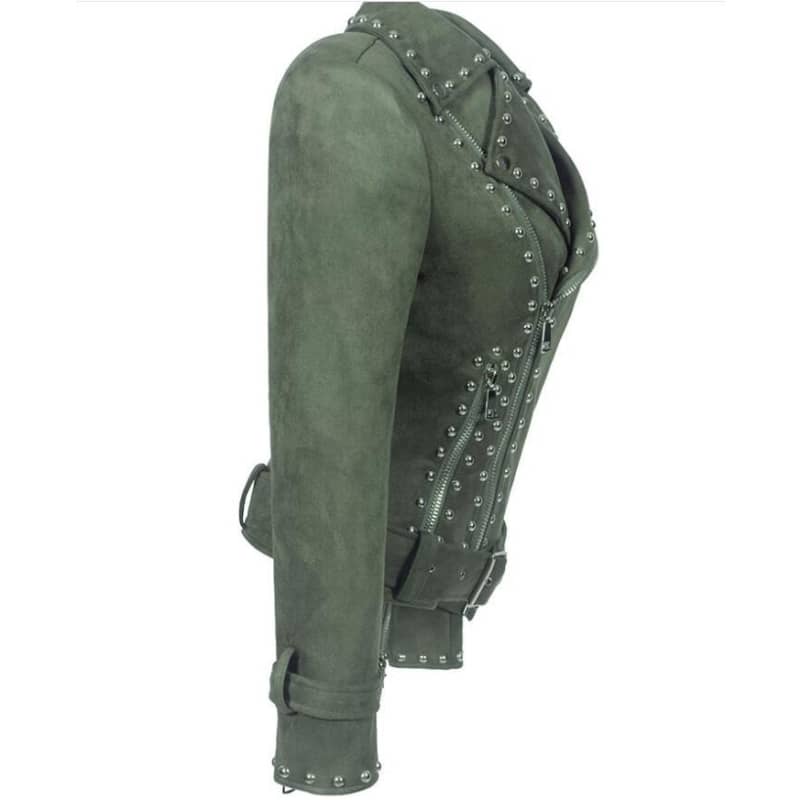 Veste biker femme verte