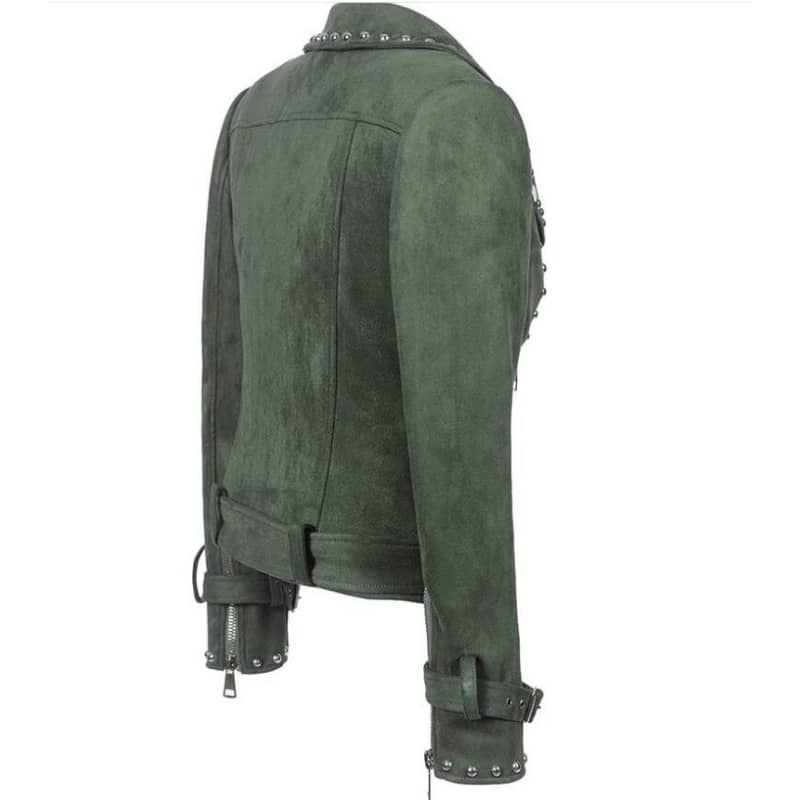 Veste biker femme verte