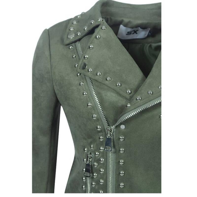 Veste biker femme verte