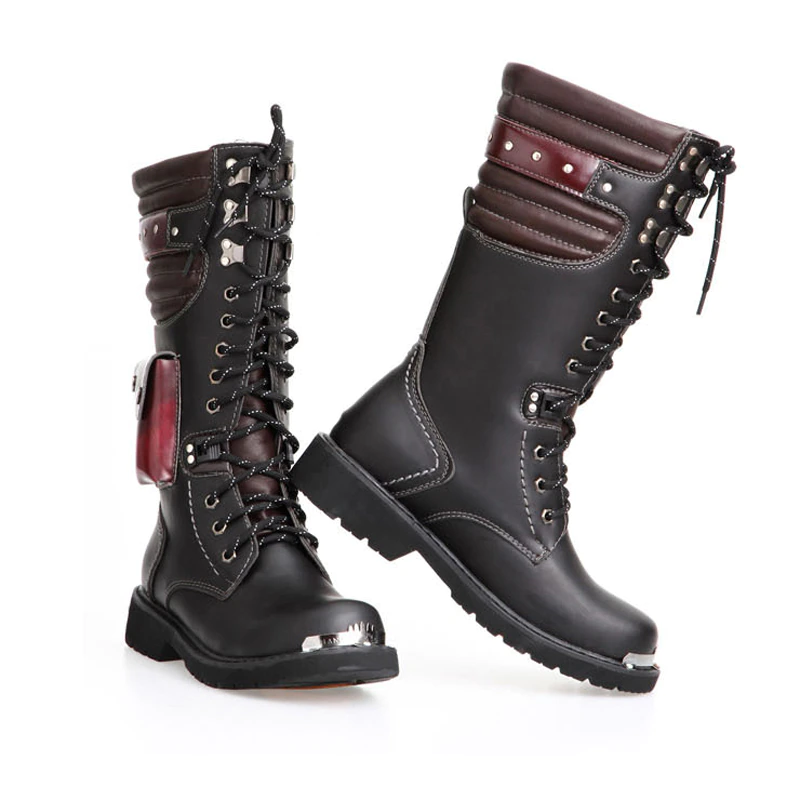 Botte biker noir et rouge
