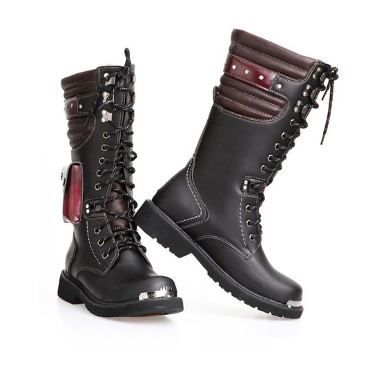 Botte biker noir et rouge
