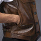 Gilet biker en cuir marron vintage