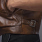 Gilet biker en cuir marron vintage