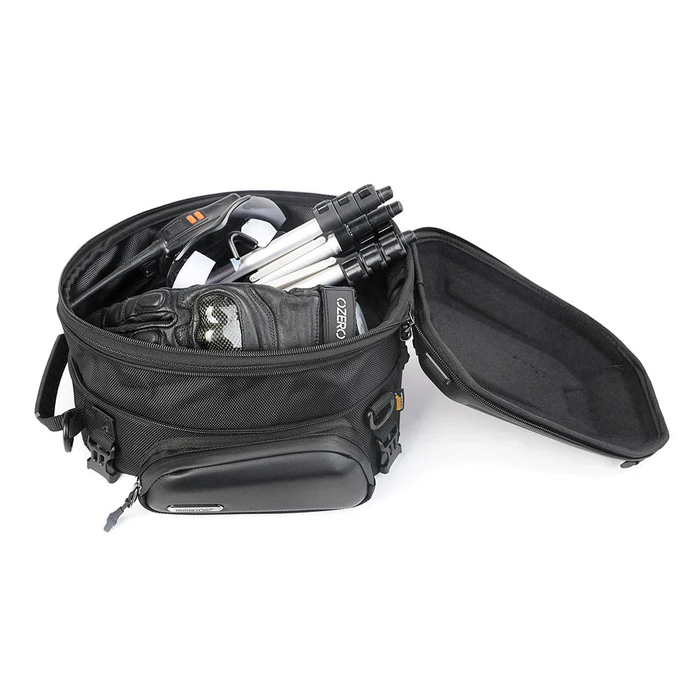 Sacoche de selle moto noire extensible