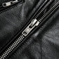 Veste biker en cuir noir pour homme type perfecto