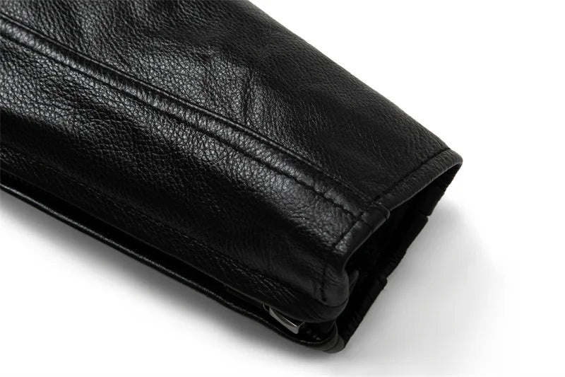 Veste biker en cuir noir pour homme type perfecto