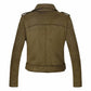 Veste biker femme verte en daim