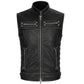Gilet biker en cuir - svart