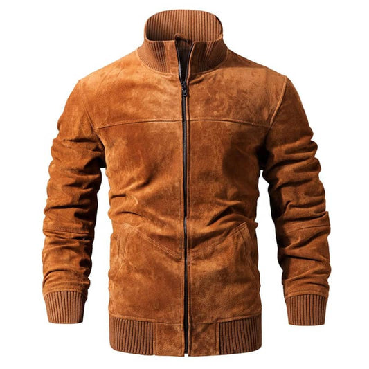 Veste biker pour homme en cuir suédé