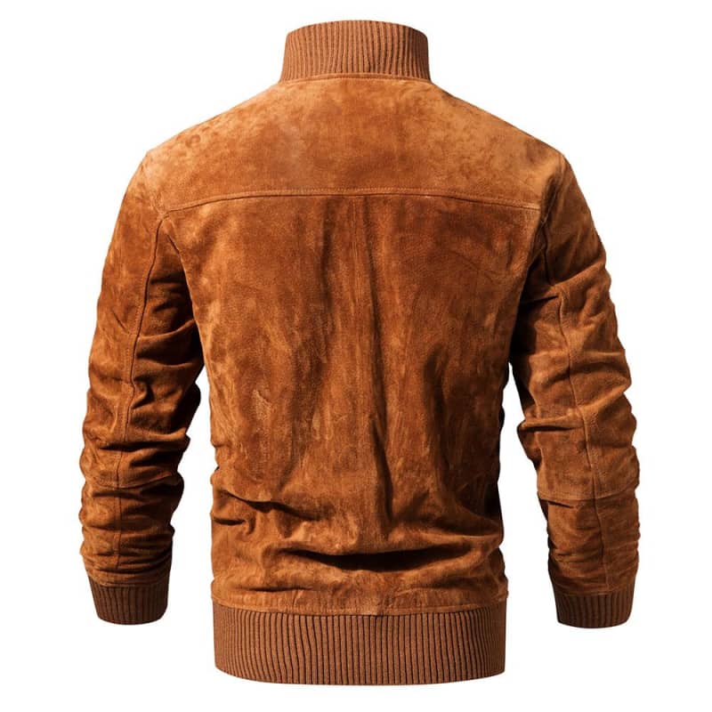 Veste biker pour homme en cuir suédé
