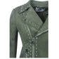 Veste biker femme verte