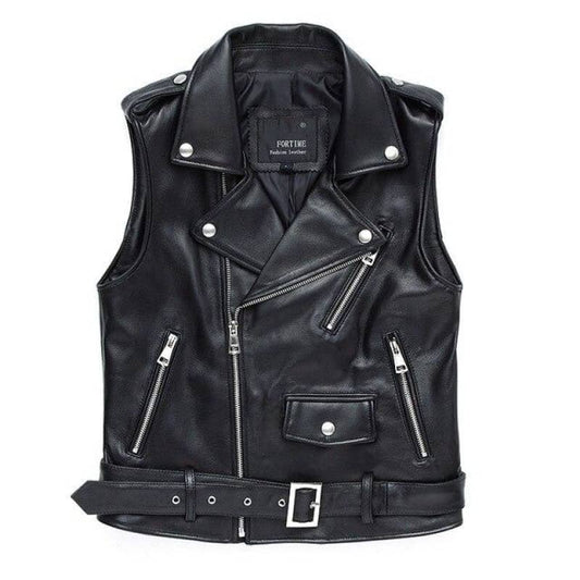Gilet en simili cuir pour femme