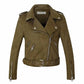 Veste biker femme verte en daim